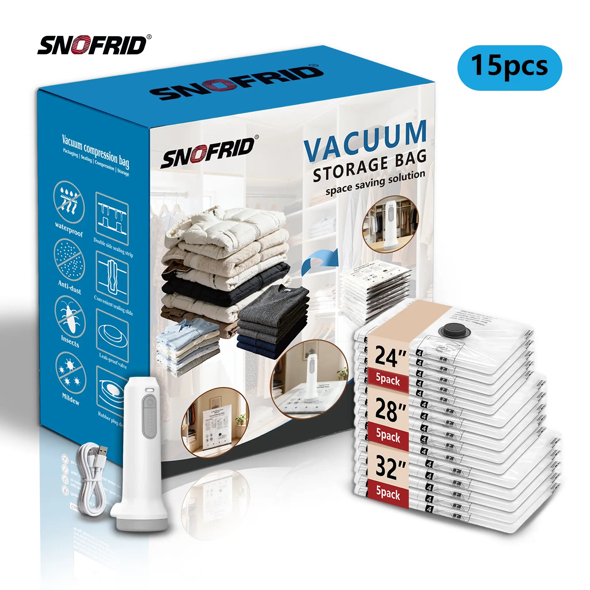 Kit SNOFRID al Vacío (15 Pzs + Bomba) ¡Espacio de sobra!
