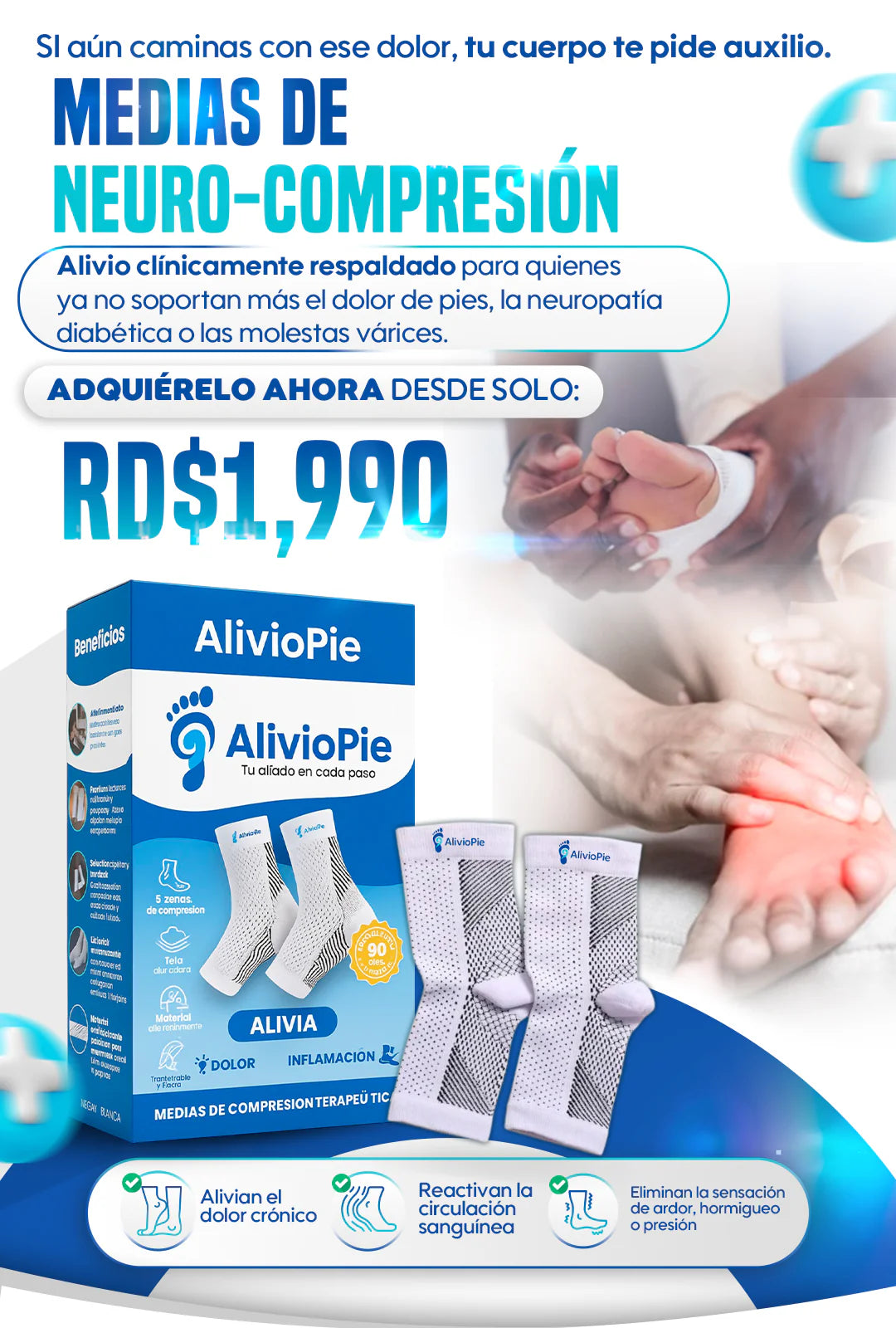 AlivioPie ™ Medias de compresión ortopédicas